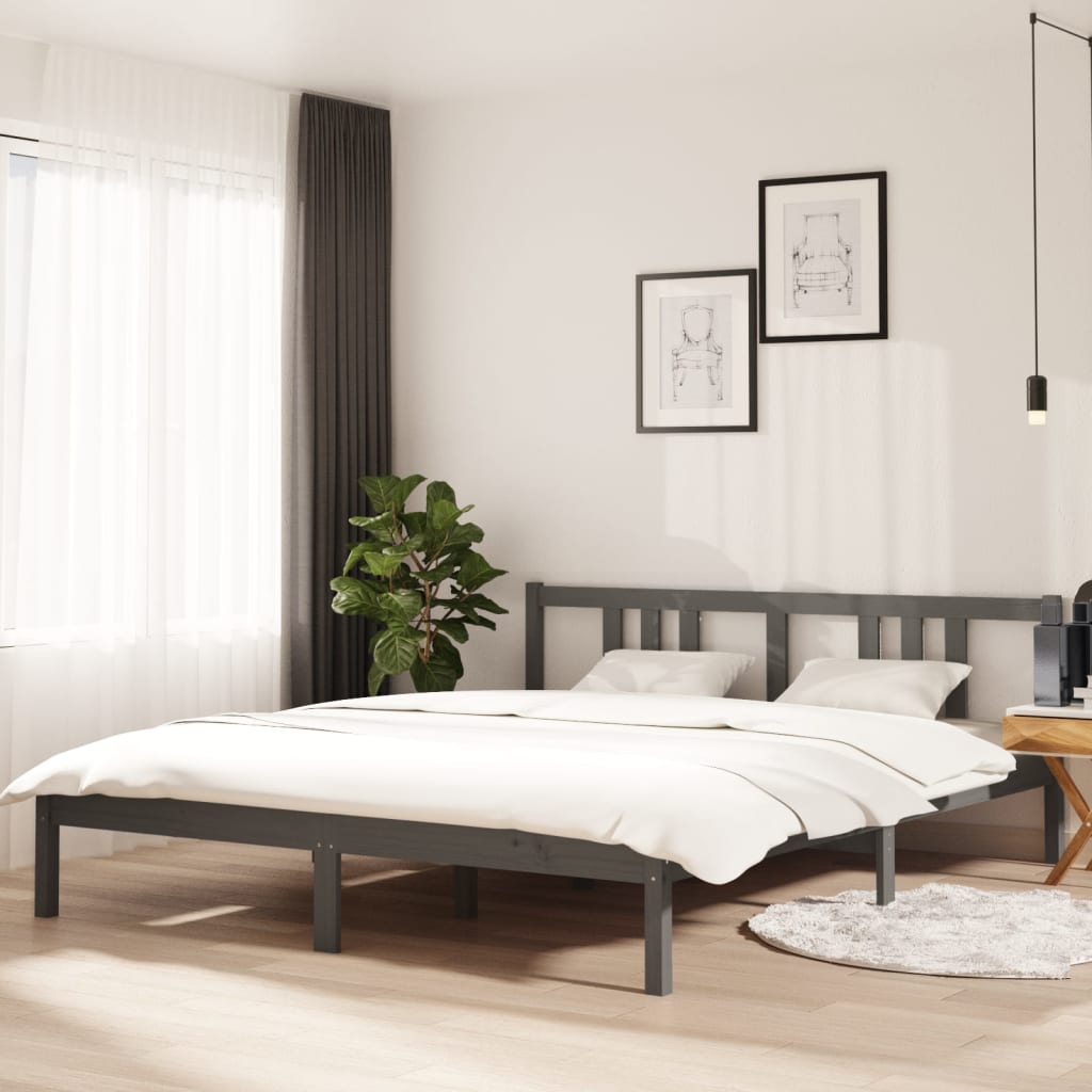 vidaXL Posteľný rám sivý masívne drevo 160x200 cm