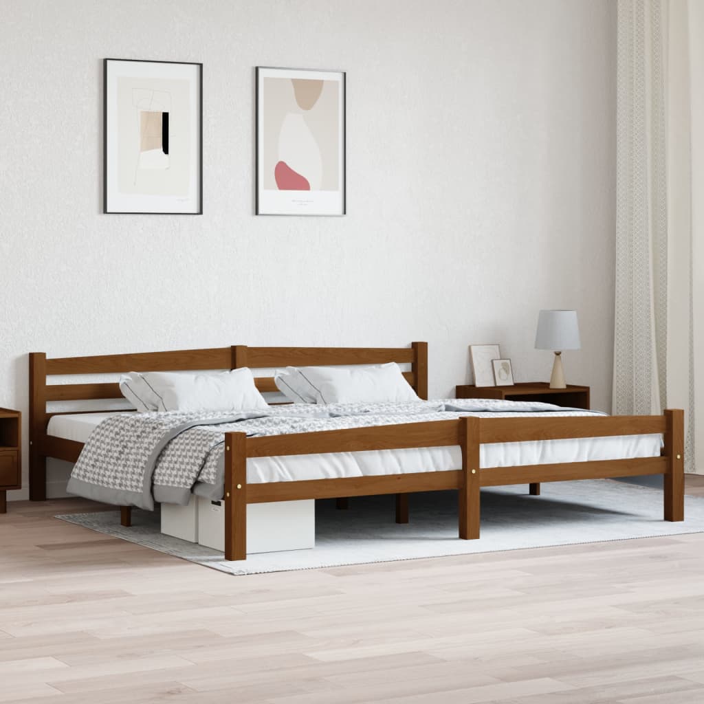 vidaXL Posteľný rám, medovo hnedý, borovicový masív 200x200 cm