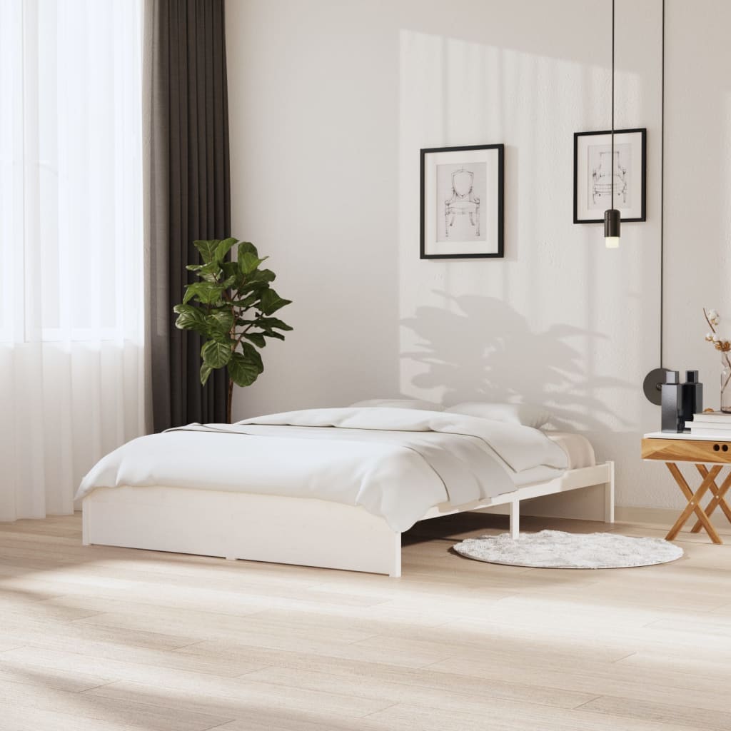vidaXL Posteľný rám biely masívne drevo 160x200 cm