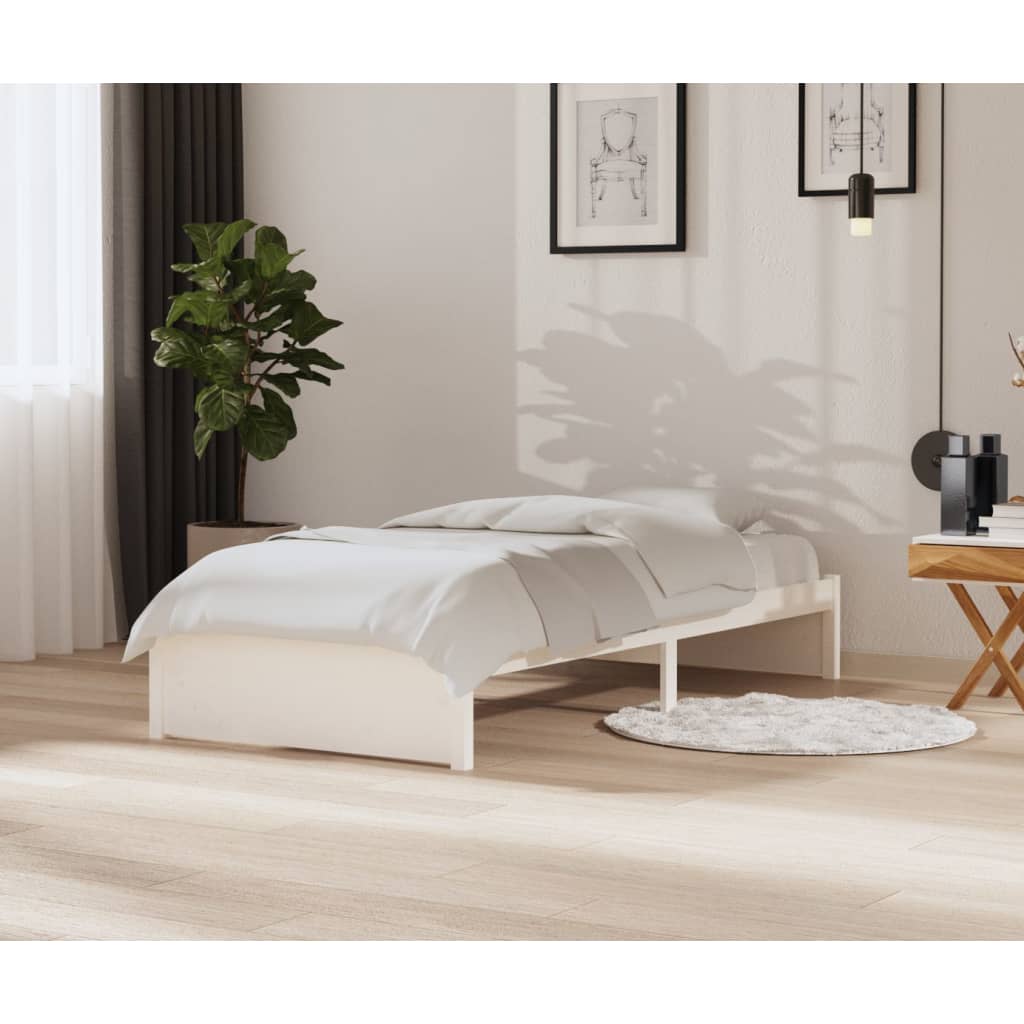 vidaXL Posteľný rám biely masívne drevo 90x200 cm