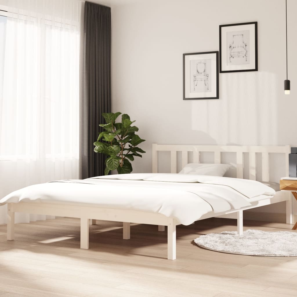 vidaXL Posteľný rám biely masívne drevo 140x200 cm