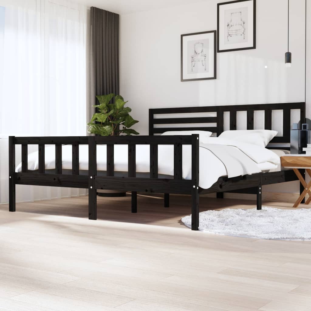 vidaXL Posteľný rám čierny masívne drevo 200x200 cm