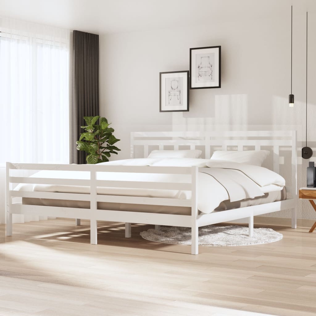 vidaXL Posteľný rám biely masívne drevo 200x200 cm