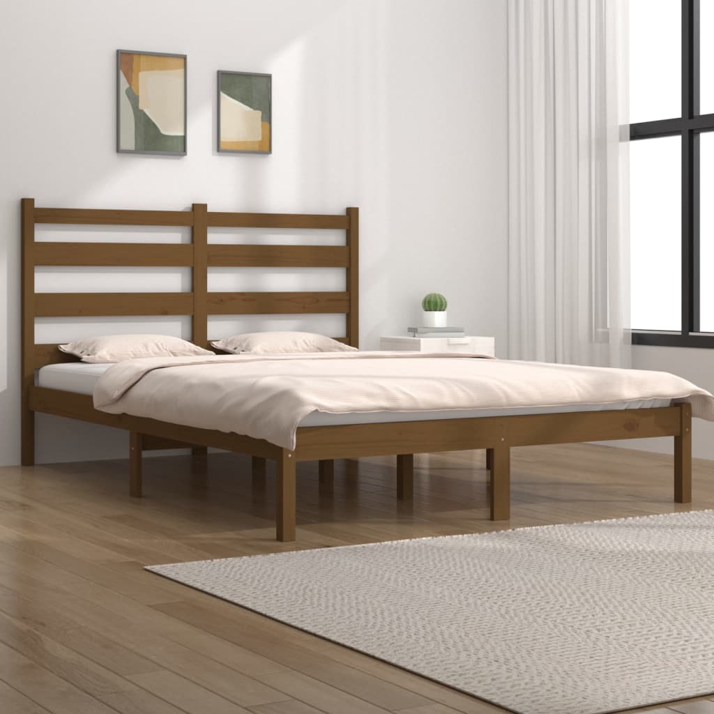 vidaXL Posteľný rám medovo-hnedý borovicový masív 200x200 cm