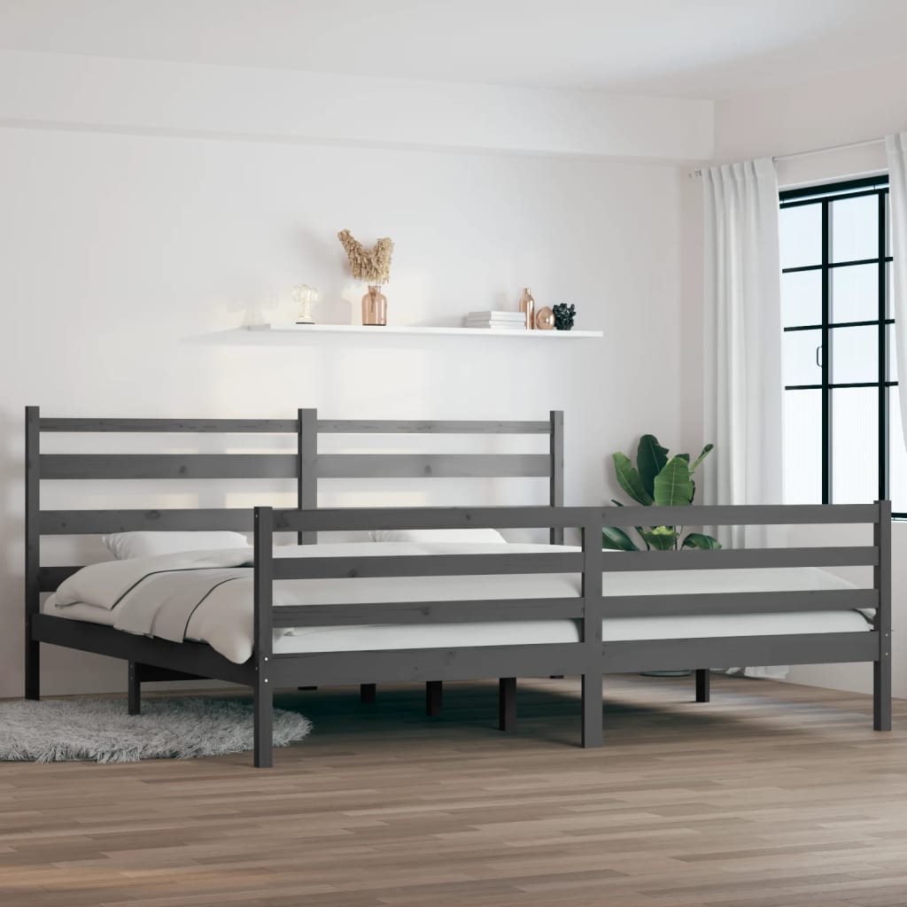 vidaXL Posteľný rám borovicový masív 200x200 cm sivý