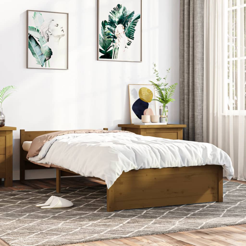 vidaXL Posteľný rám hnedý masívne drevo 75x190 cm 2FT6 malé jednolôžko