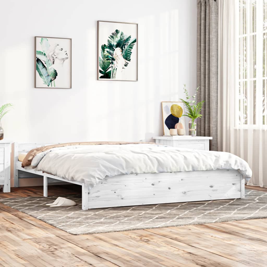 vidaXL Posteľný rám biely masívne drevo 200x200 cm