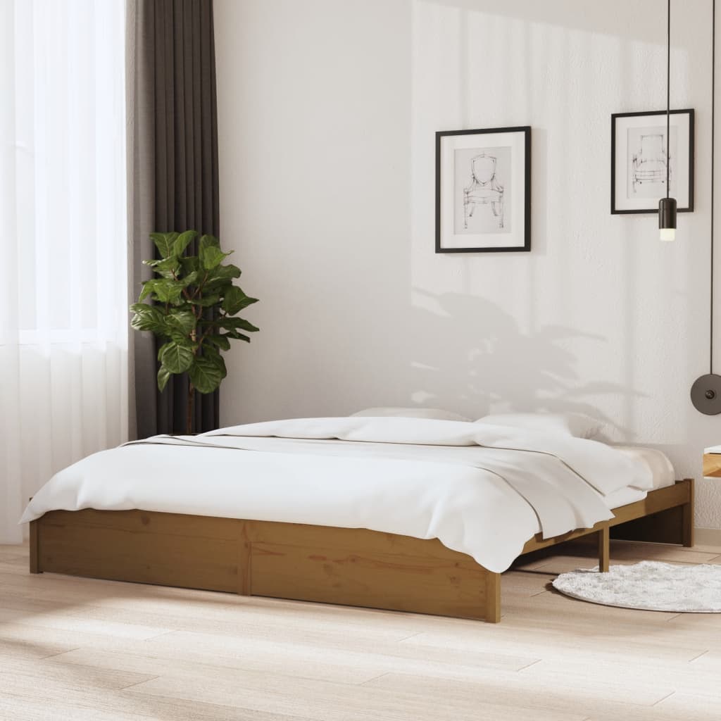 vidaXL Posteľný rám medovohnedý masívne drevo 200x200 cm