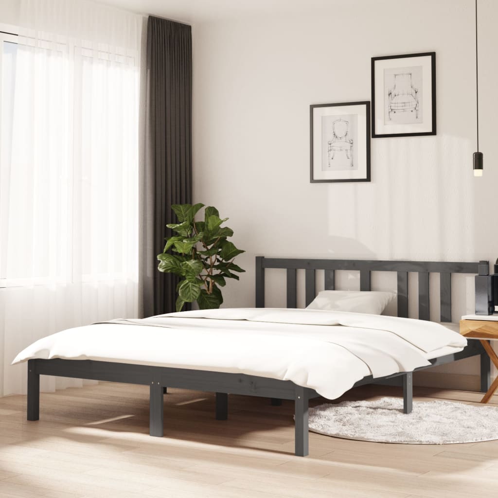 vidaXL Posteľný rám sivý masívne drevo 140x190 cm