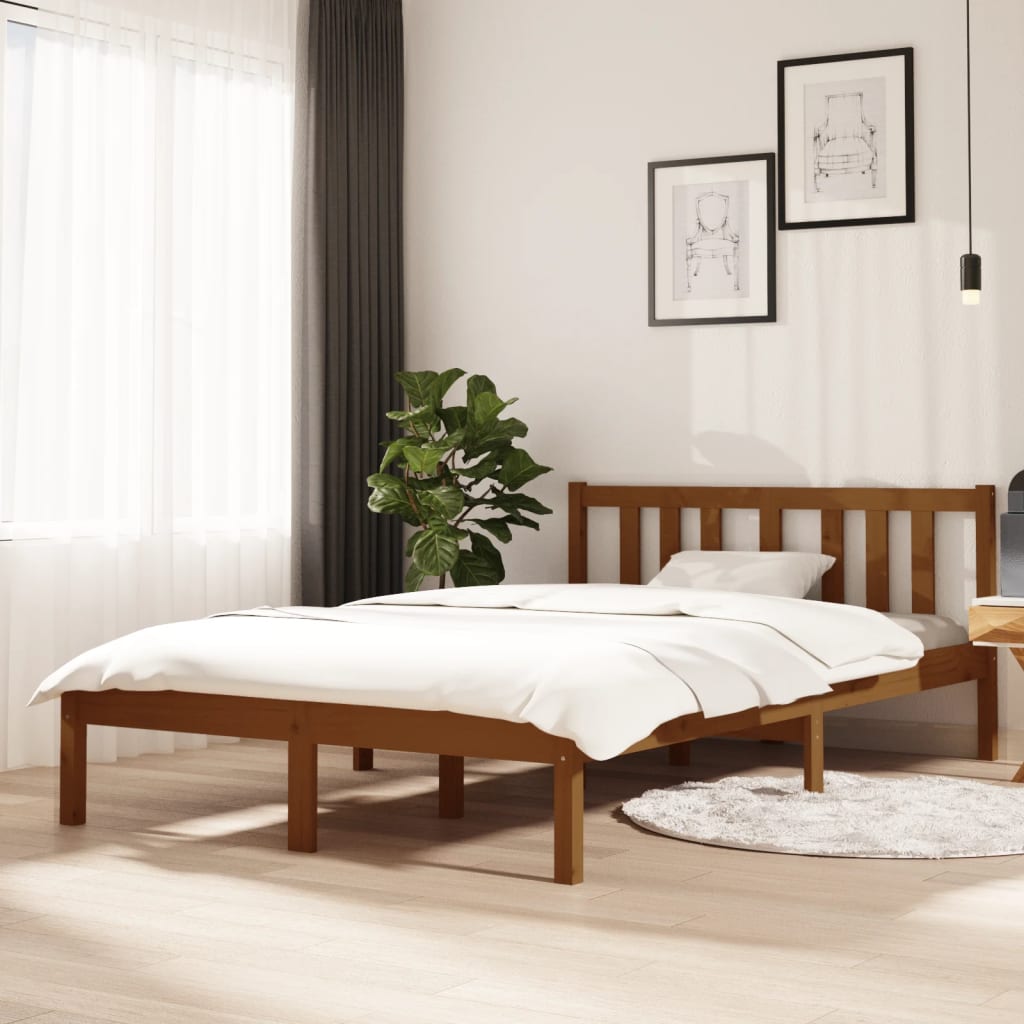 vidaXL Posteľný rám medovo-hnedý masívne drevo 120x200 cm