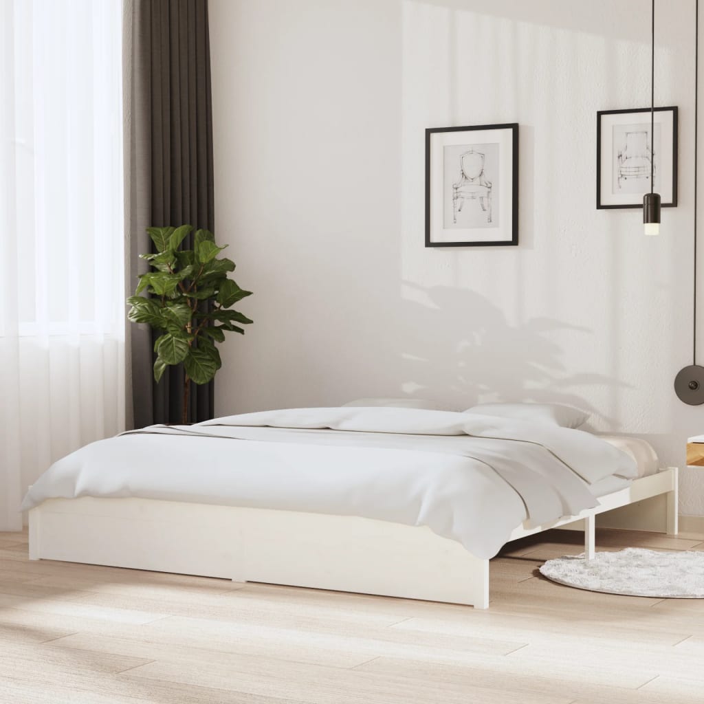 vidaXL Posteľný rám biely masívne drevo 200x200 cm