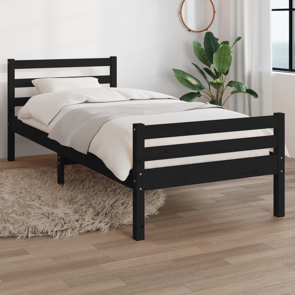 vidaXL Posteľný rám čierny masívne drevo 100x200 cm