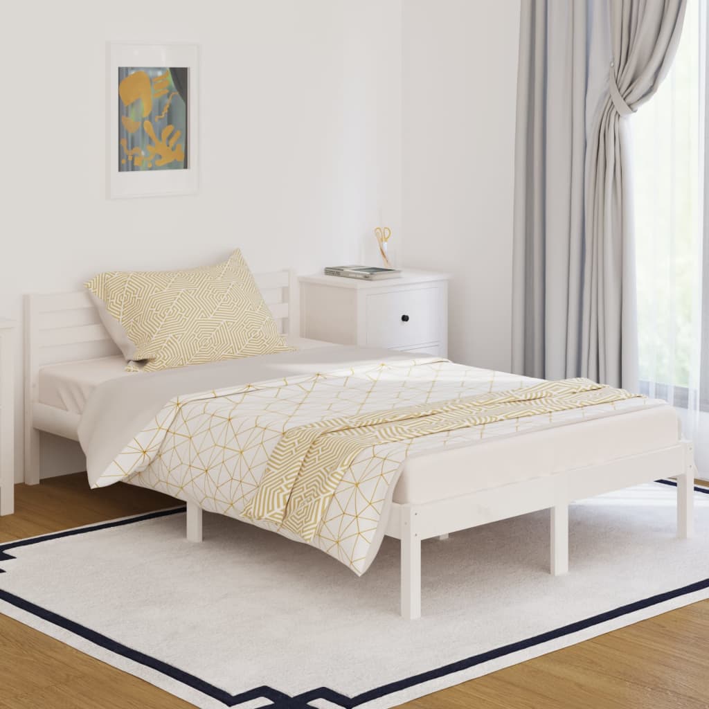vidaXL Posteľný rám borovicový masív 120x200 cm biely