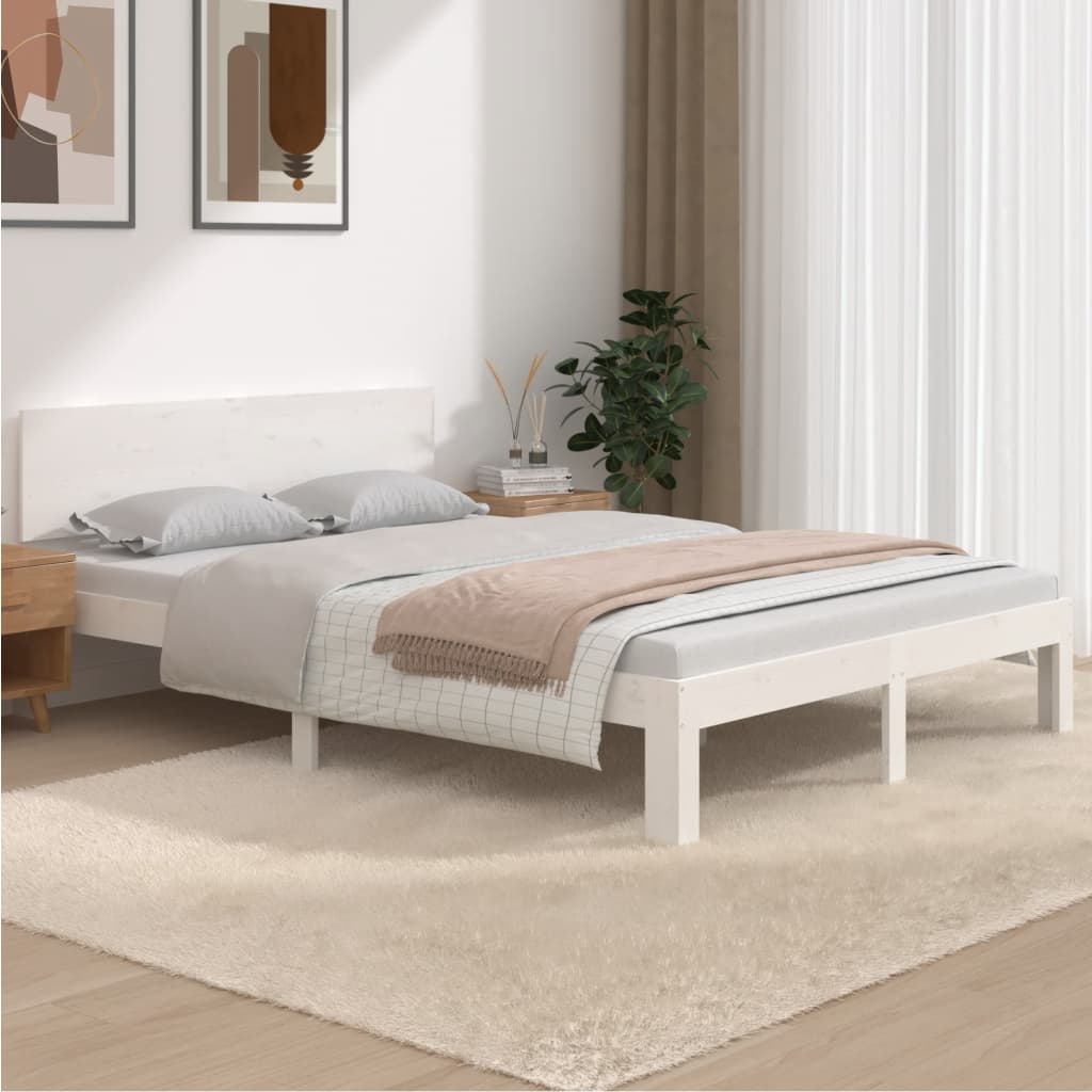 vidaXL Posteľný rám biely masívne drevo 150x200 cm 5FT King