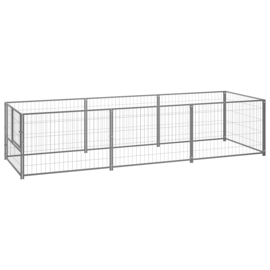 vidaXL Koterec pre psy strieborný 3 m² oceľ