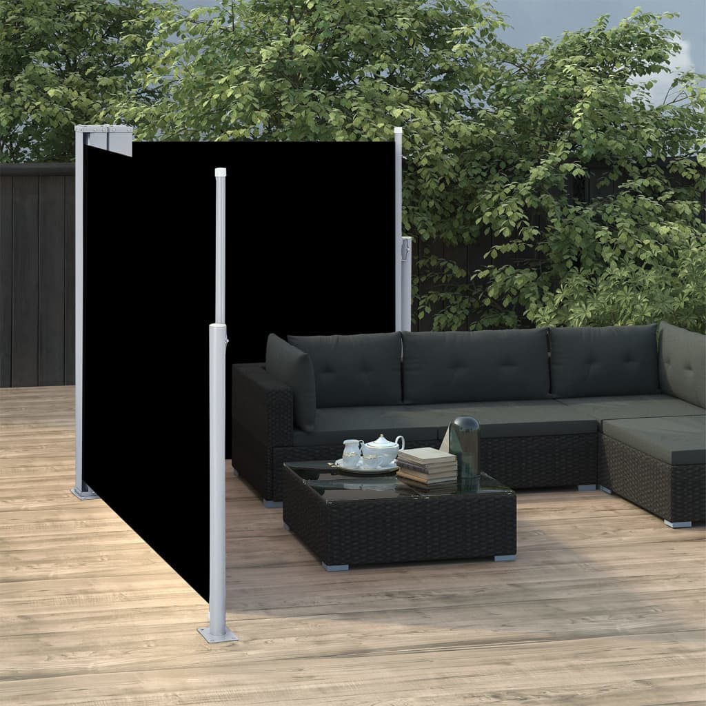 vidaXL Zaťahovacia bočná markíza, čierna 100x600 cm