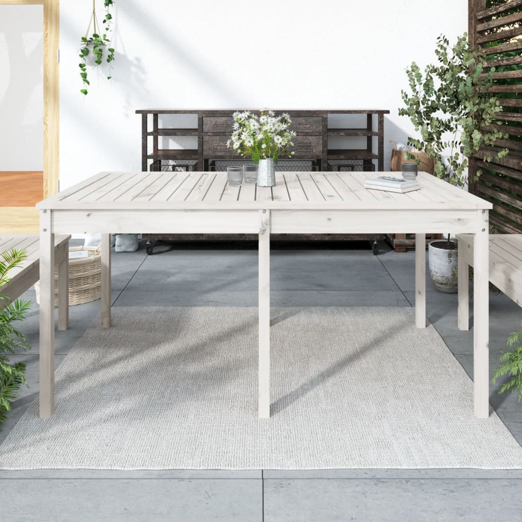 vidaXL Záhradný stolík biely 159,5x82,5x76 cm borovicový masív