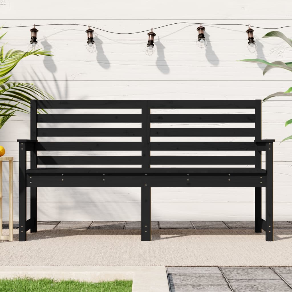 vidaXL Záhradná lavica čierna 159,5x48x91,5 cm masívna borovica