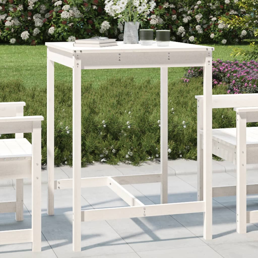 vidaXL Záhradný stolík biely 82,5x82,5x110 cm borovicový masív