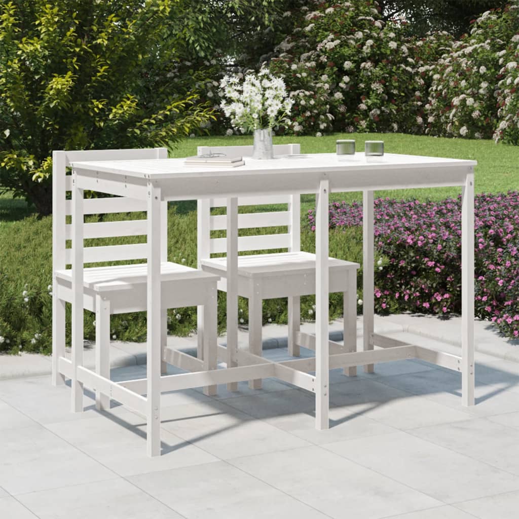 vidaXL Záhradný stolík biely 159,5x82,5x110 cm borovicový masív