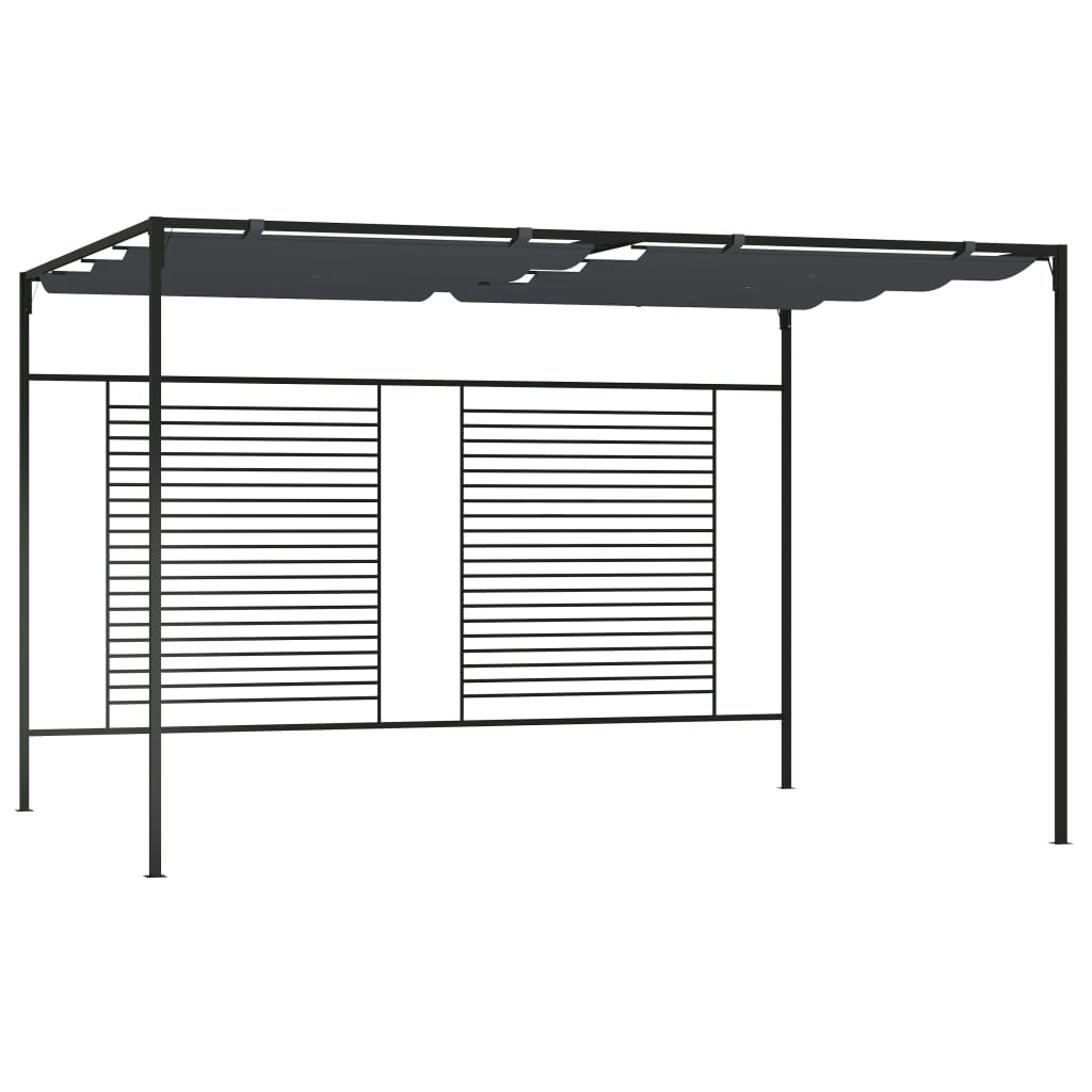 vidaXL Altánok so zaťahovacou strieškou 4x3x2,3 m antracitový 180 g/m²