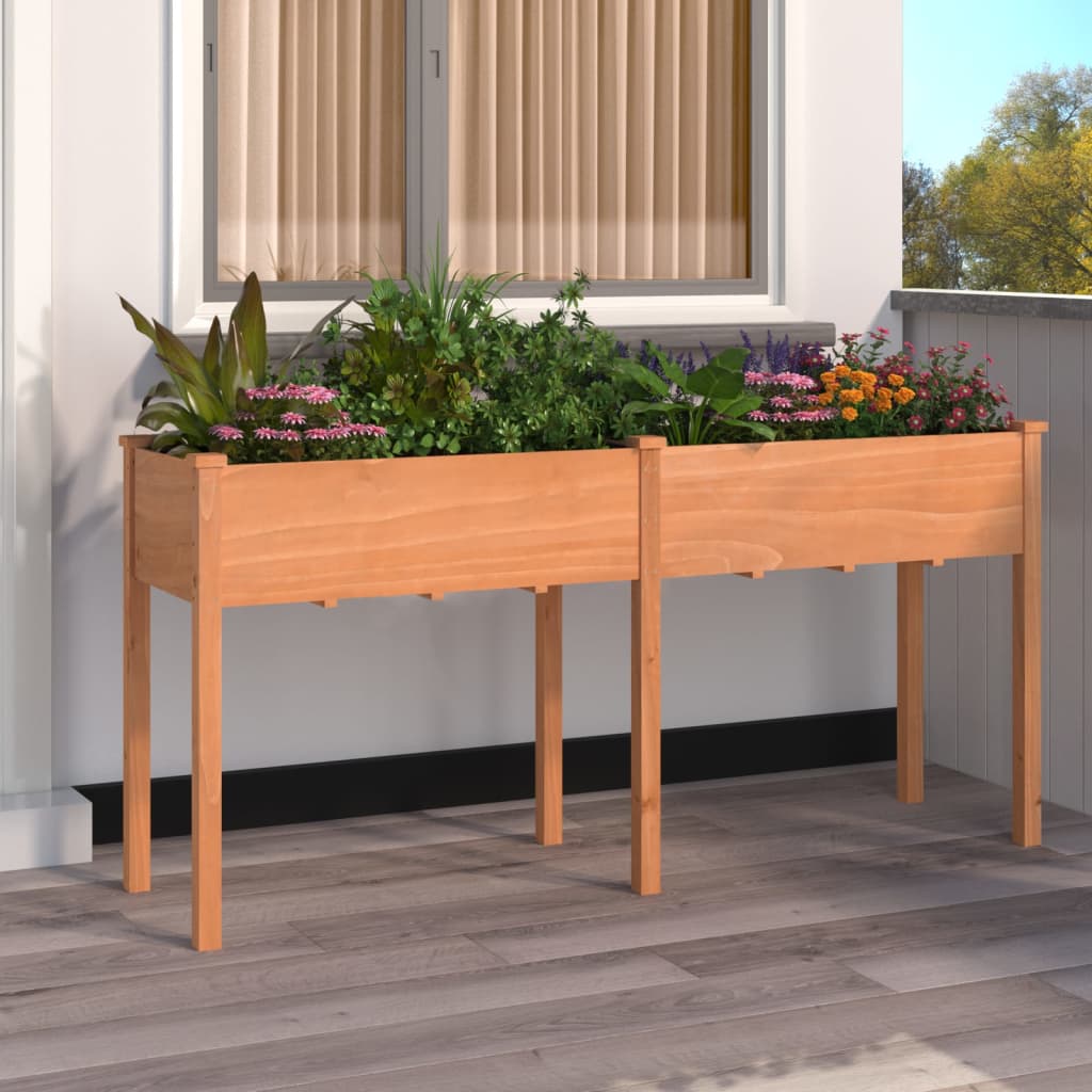 vidaXL Kvetináč s vložkou hnedý 161x45x76 cm jedľový masív