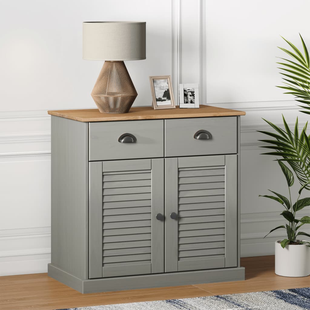 vidaXL Komoda so zásuvkami VIGO 78x40x75 cm sivá borovicový masív