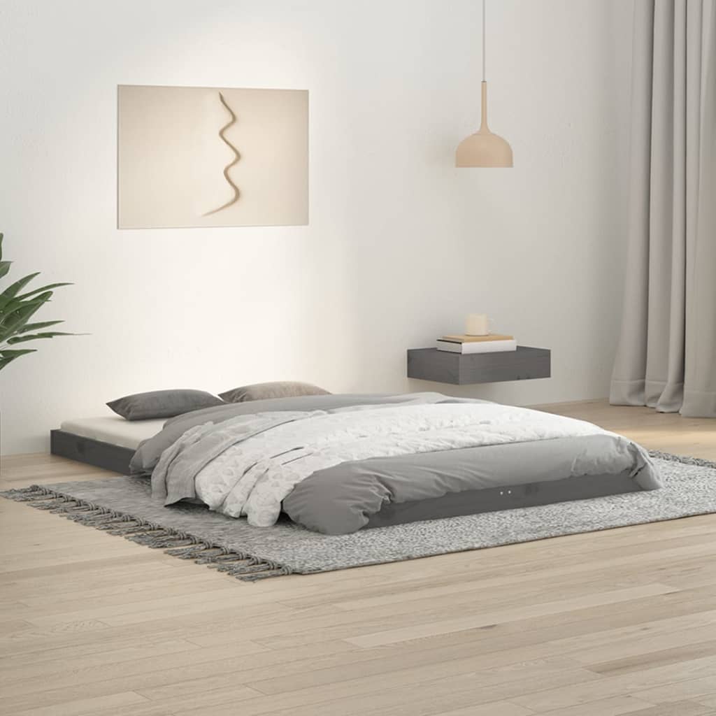 vidaXL Posteľný rám sivý 120x190cm borovicový masív 4FT malé dvojlôžko
