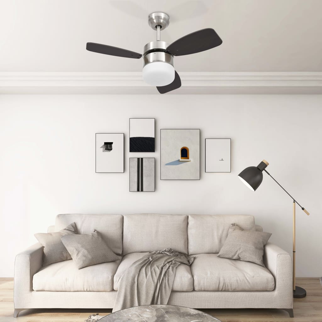 vidaXL Stropný ventilátor so svetlom a ovládačom 76 cm, tmavohnedý