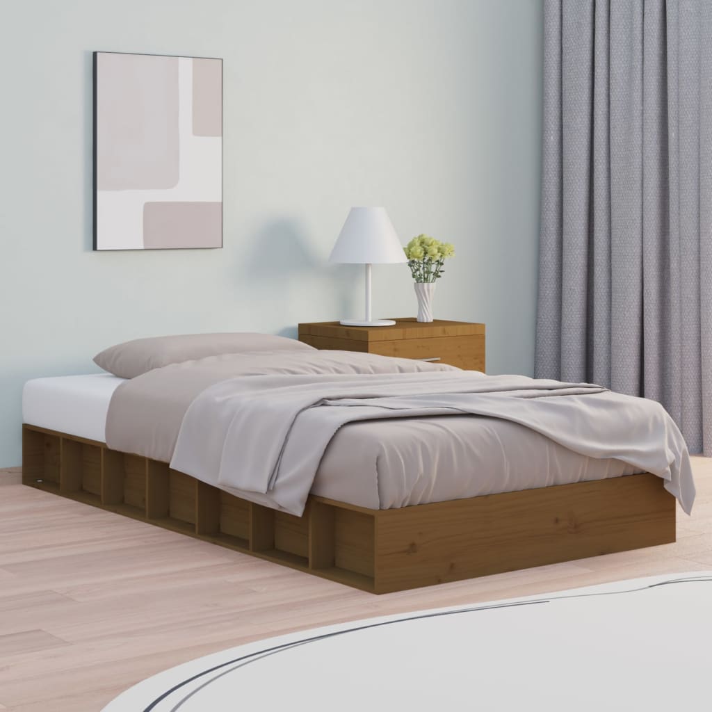 vidaXL Posteľný rám medový masívne drevo 75x190cm 2FT6 malé jednolôžko