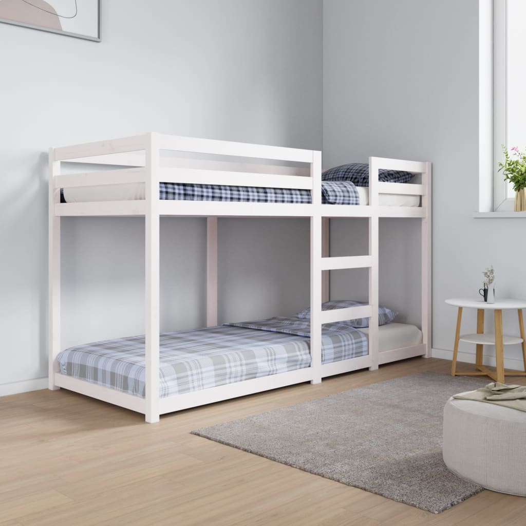 vidaXL Poschodová posteľ biela 75x190 cm borovicový masív