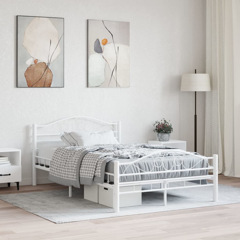 vidaXL Posteľný rám, biely, kov 140x200 cm