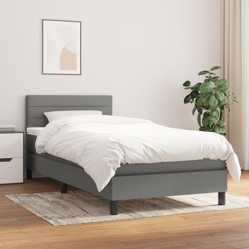 vidaXL Posteľný rám boxsping s matracom tmavosivý 80x200 cm látka