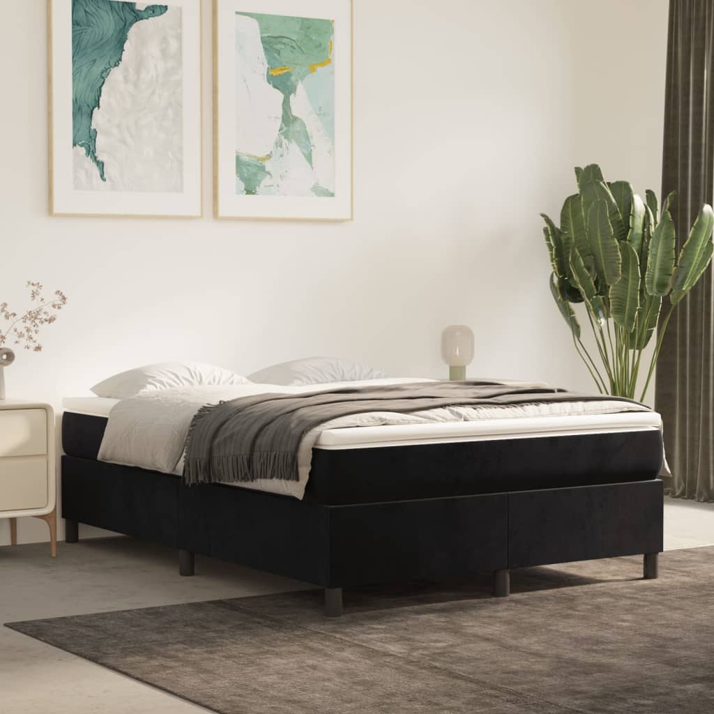 vidaXL Posteľný rám boxspring s matracom čierny 140x190 cm zamat