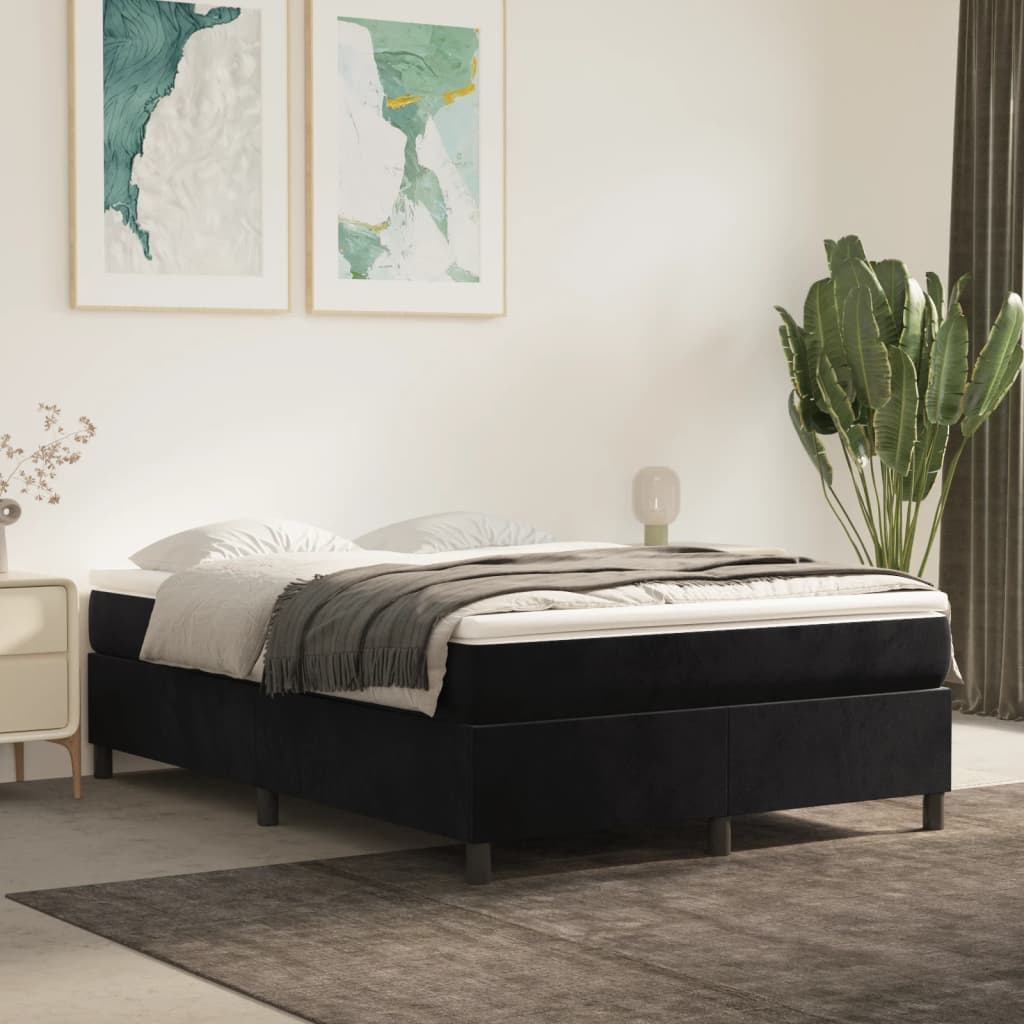vidaXL Posteľný rám boxspring s matracom čierny 140x200 cm zamat