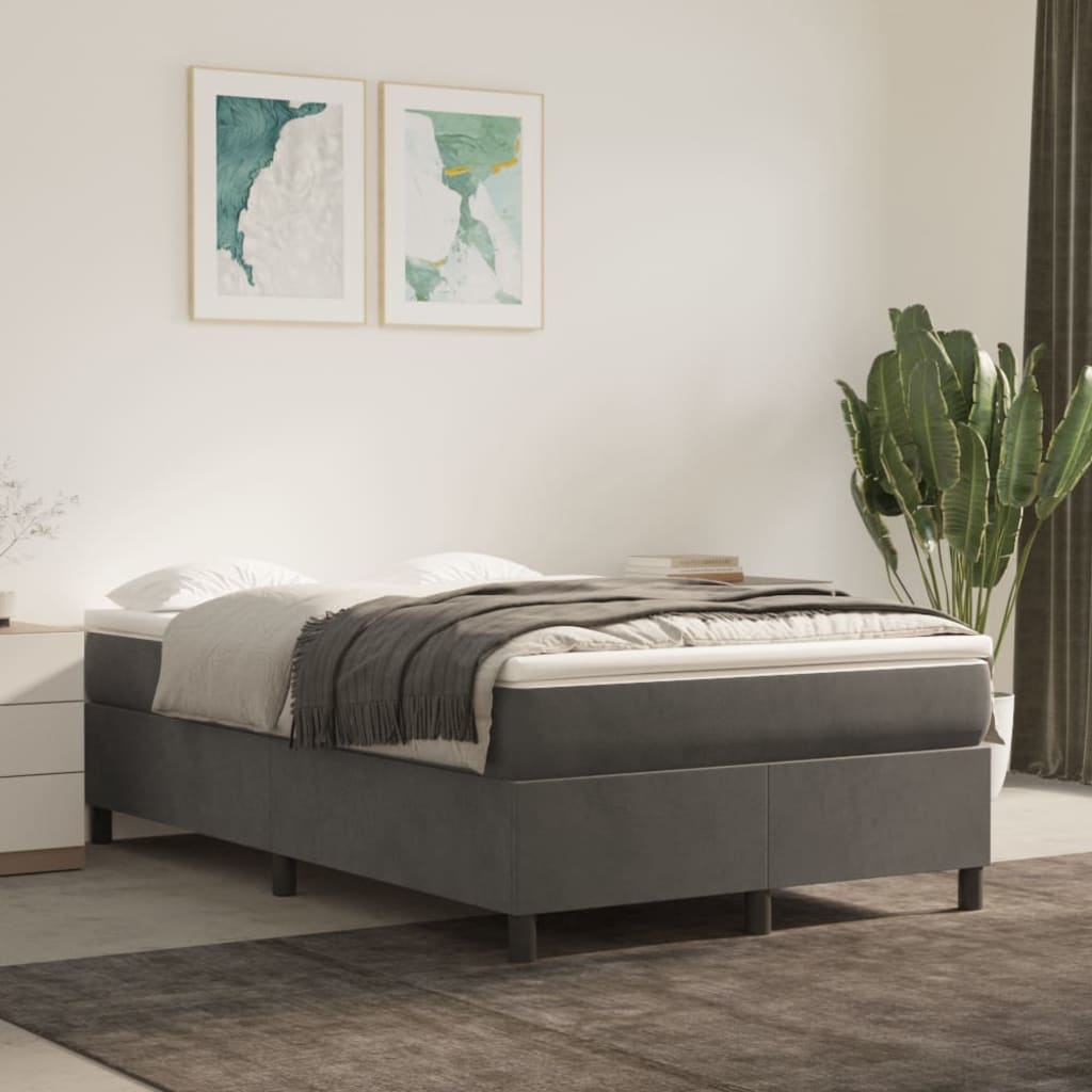 vidaXL Posteľný rám boxspring s matracom tmavosivý 90x190 cm zamat