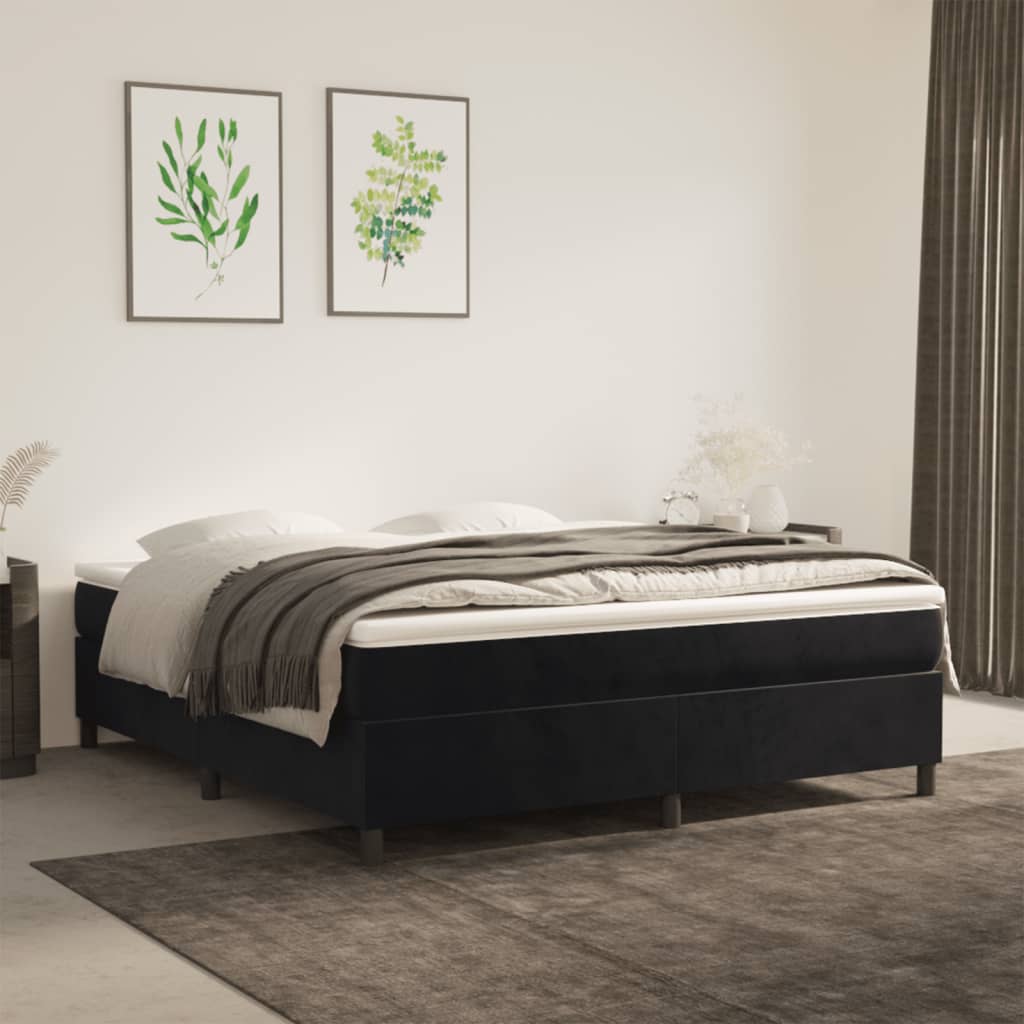 vidaXL Posteľný rám boxspring s matracom čierny 180x200 cm zamat