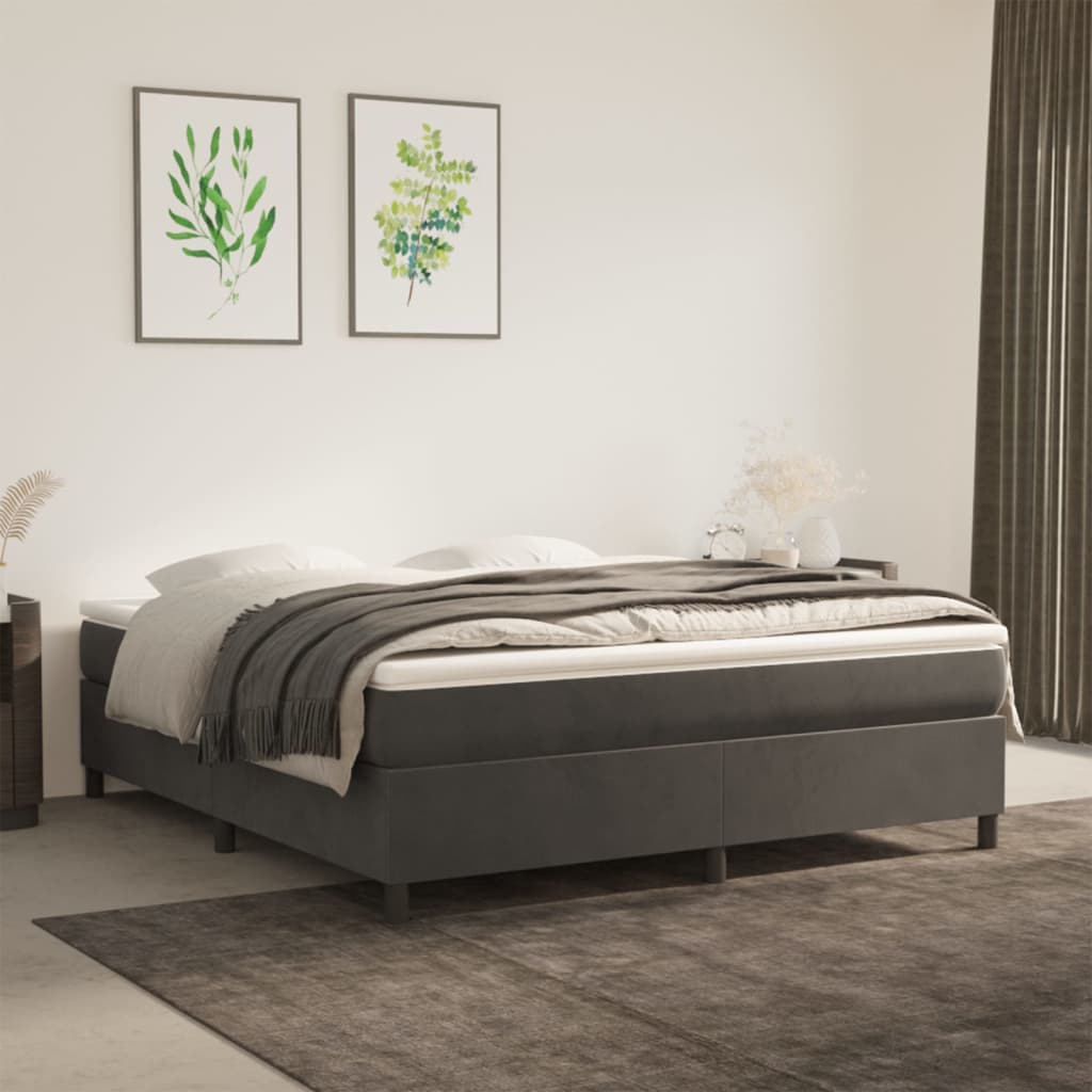 vidaXL Posteľný rám boxspring s matracom tmavosivý 160x200 cm zamat