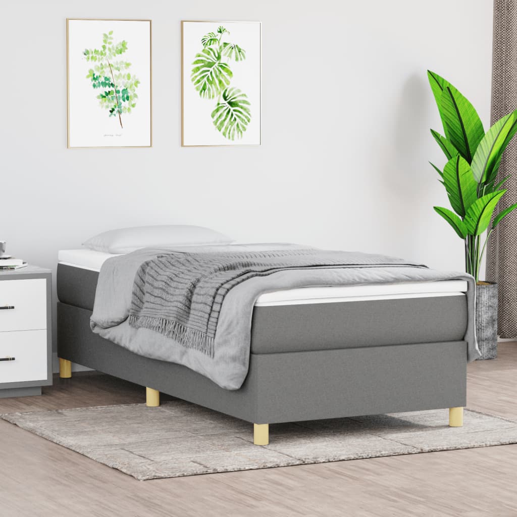 vidaXL Rám na boxspring posteľ tmavosivý 90x200 cm látka