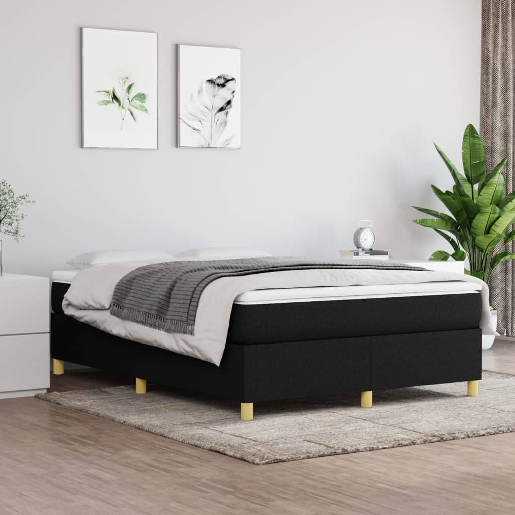 vidaXL Rám na boxspring posteľ čierny látka 140x190 cm