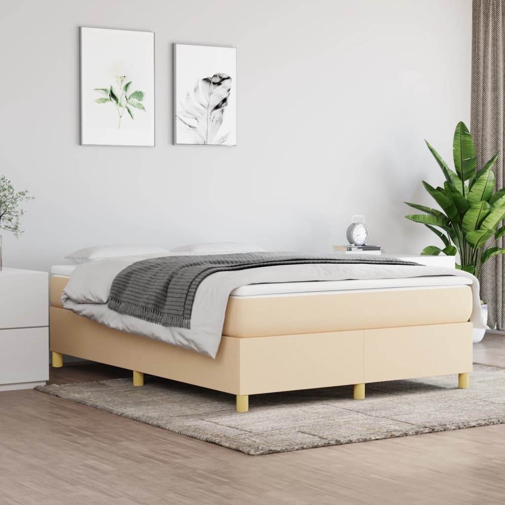 vidaXL Rám na boxspring posteľ krémový 140x200 cm látka