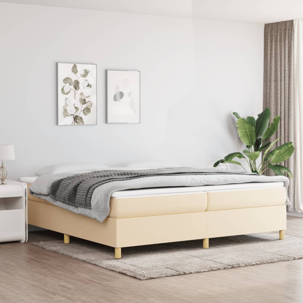 vidaXL Rám na boxspring posteľ krémový 200x200 cm látka