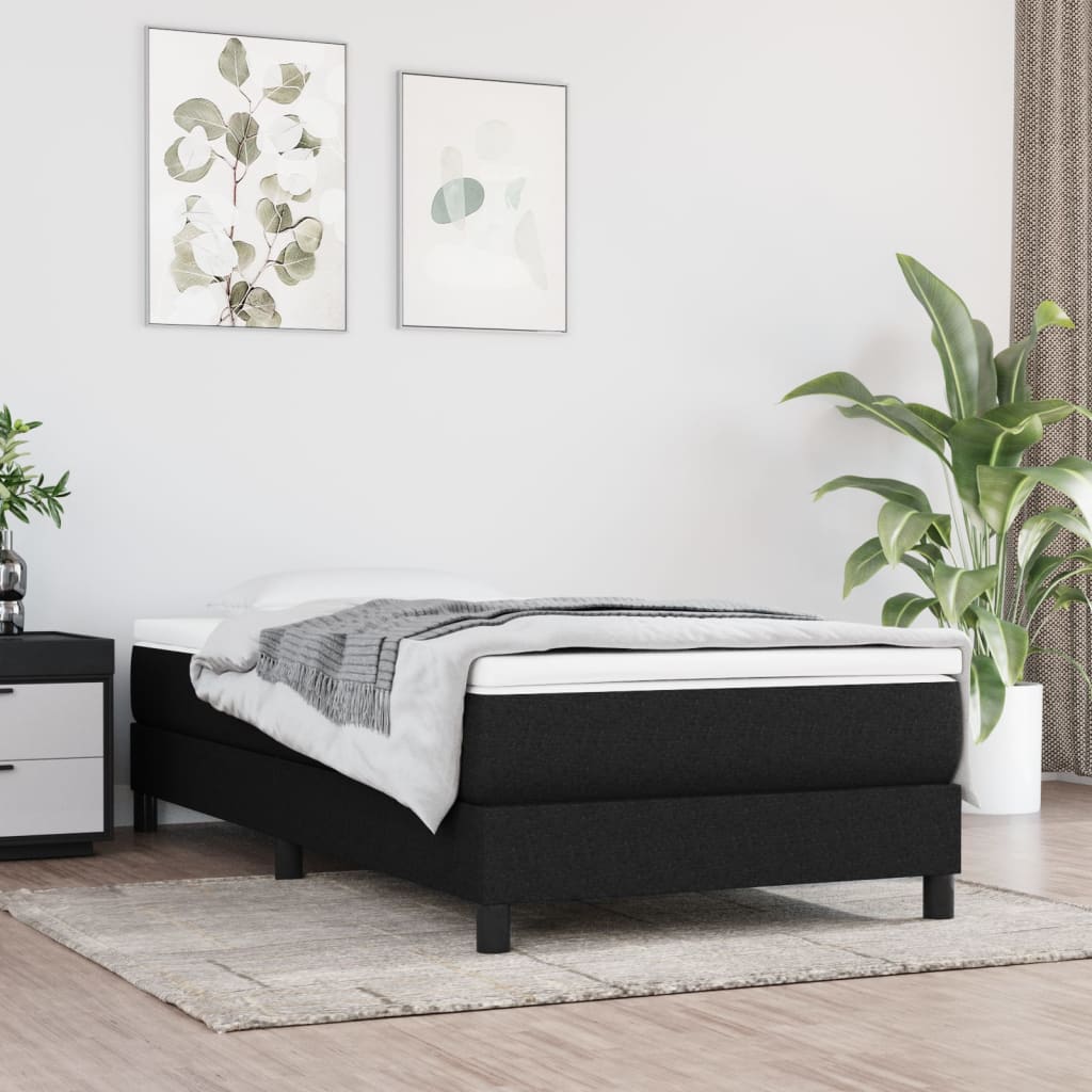 vidaXL Posteľný rám boxspring s matracom čierny 90x200 cm látka