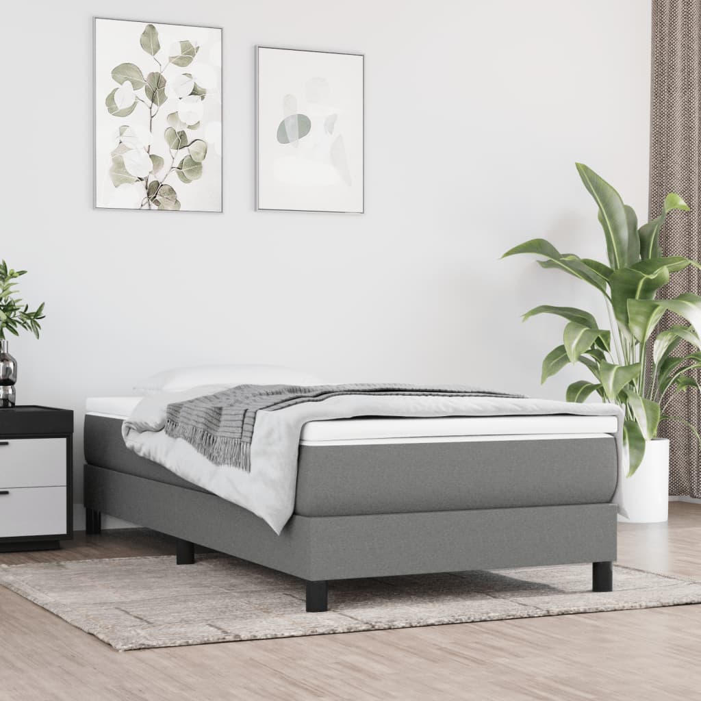 vidaXL Posteľný rám boxsping s matracom tmavosivý 80x200 cm látka