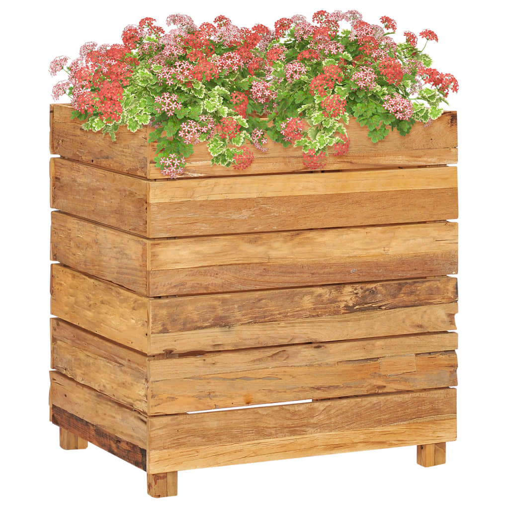 vidaXL Vyvýšený záhon 50x40x55 cm, recyklované tíkové drevo a oceľ
