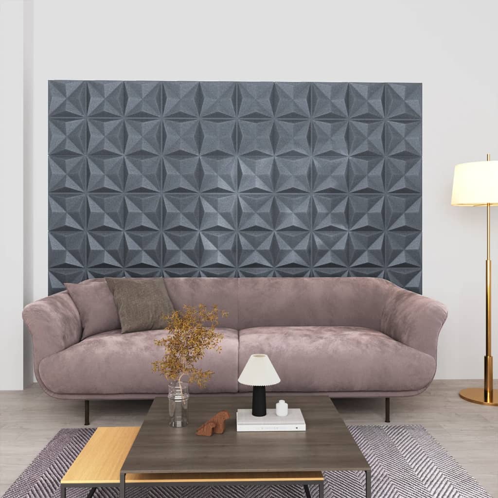 vidaXL 3D nástenné panely 48 ks 50x50 cm origami sivé 12 m²