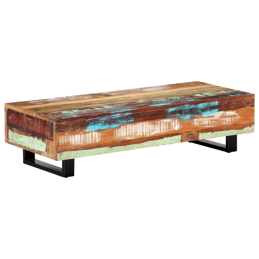 vidaXL Konferenčný stolík 120x50x30 cm, recyklovaný masív a oceľ