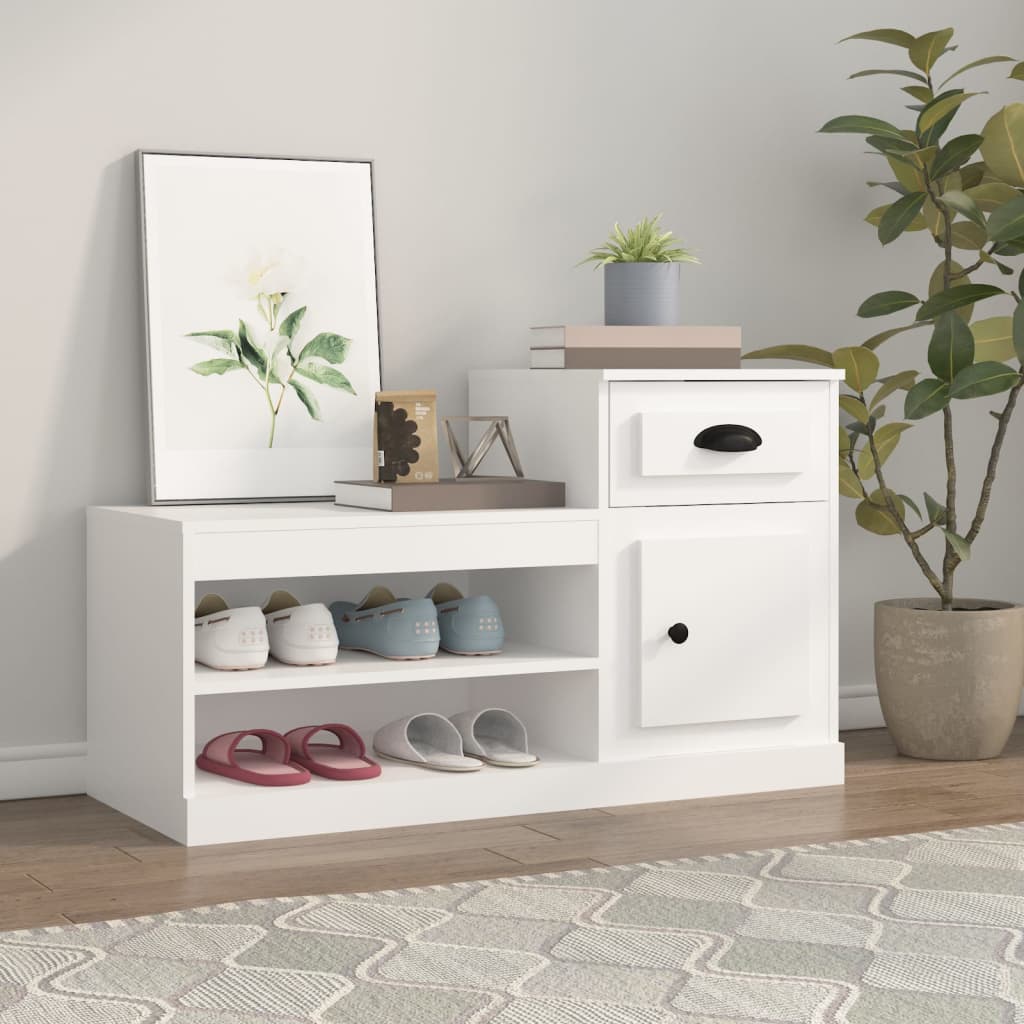 vidaXL Botník biely 100x42x60 cm spracované drevo