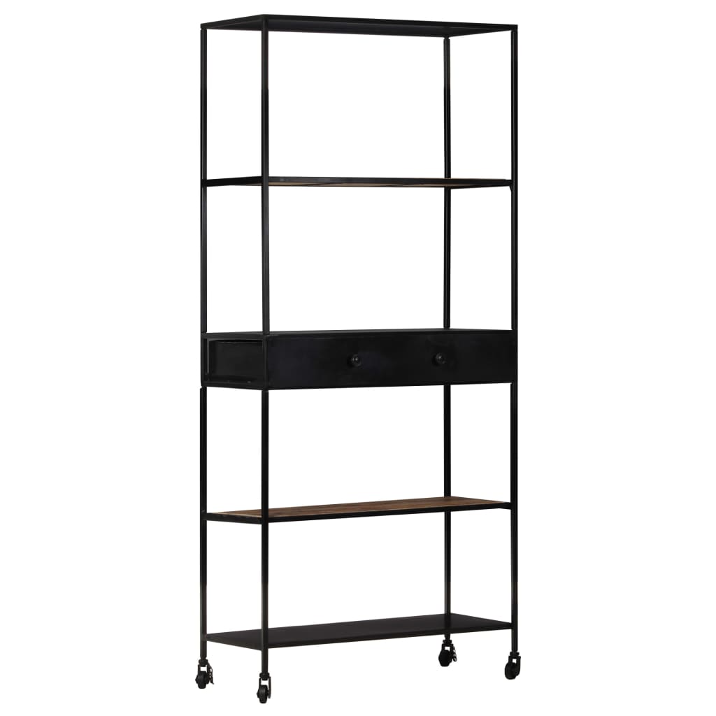 vidaXL Knižnica 80x35x180 cm surové mangovníkové drevo a železo