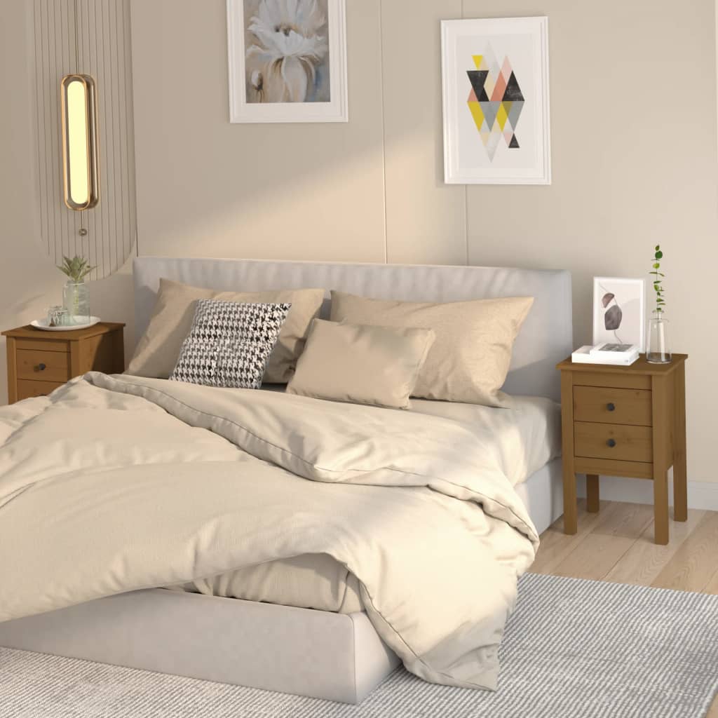 vidaXL Nočné stolíky 2 ks medovohnedé 40x35x61,5 cm borovicový masív